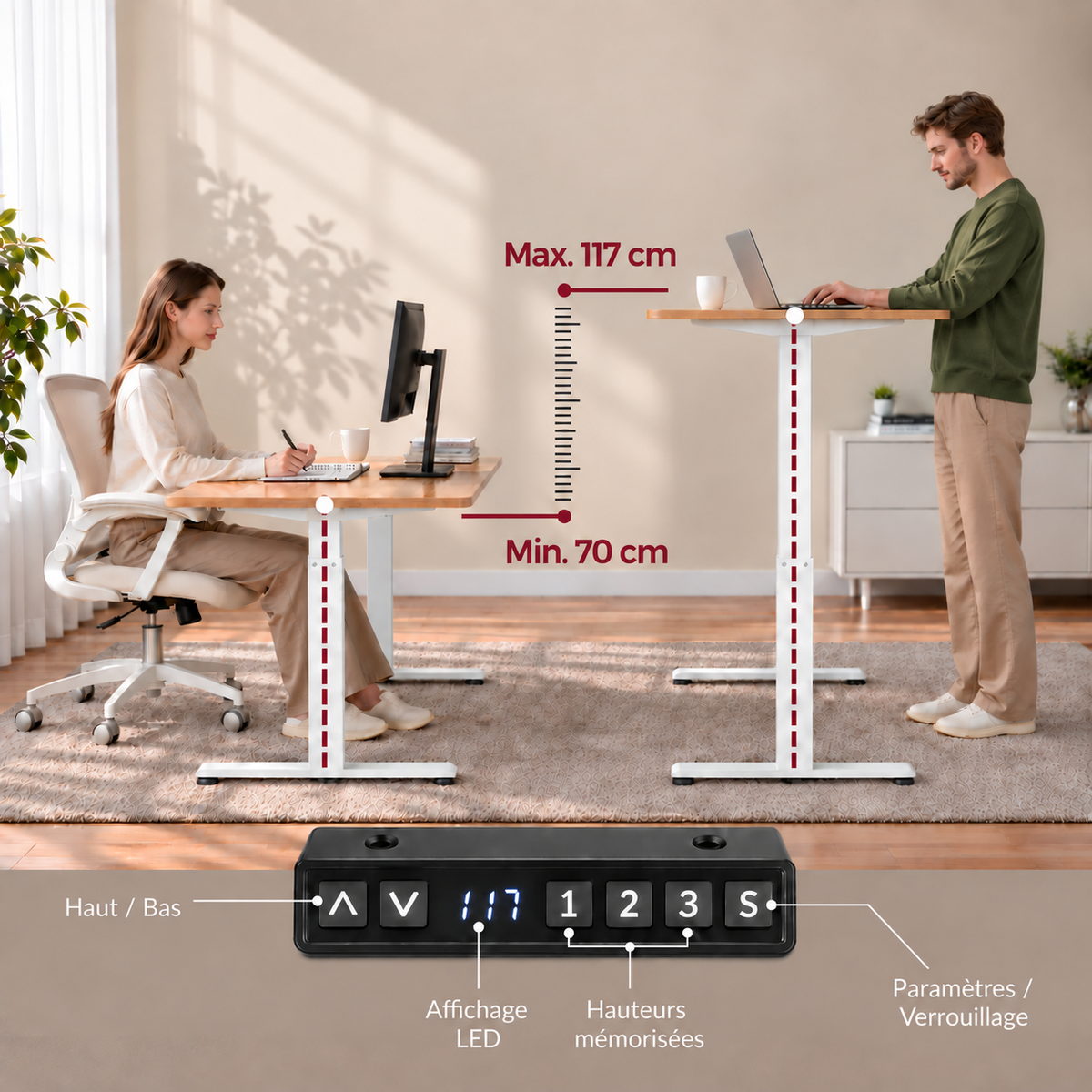 Bureau assis-debout électrique